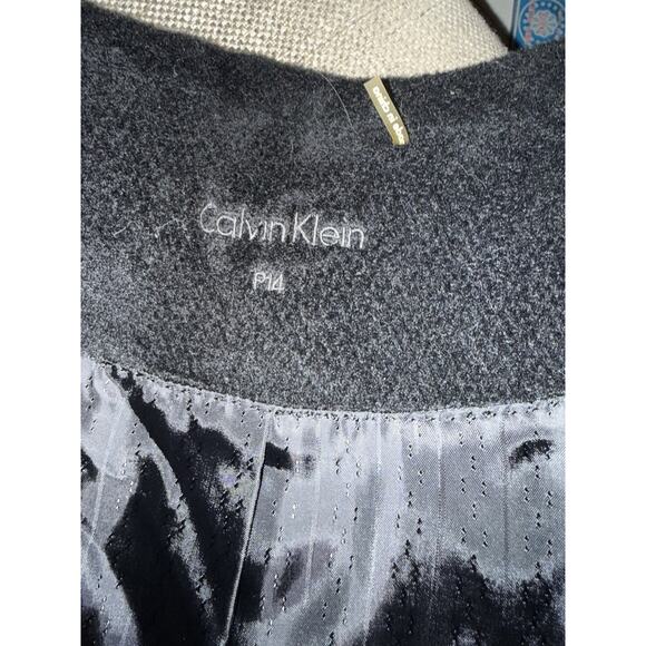 Calvin Klein Wool Angora Gray Belted Coat Petite City Gear P14 - Picture 5 of 8